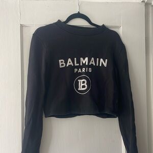Balmain Paris cropped sweat shirt